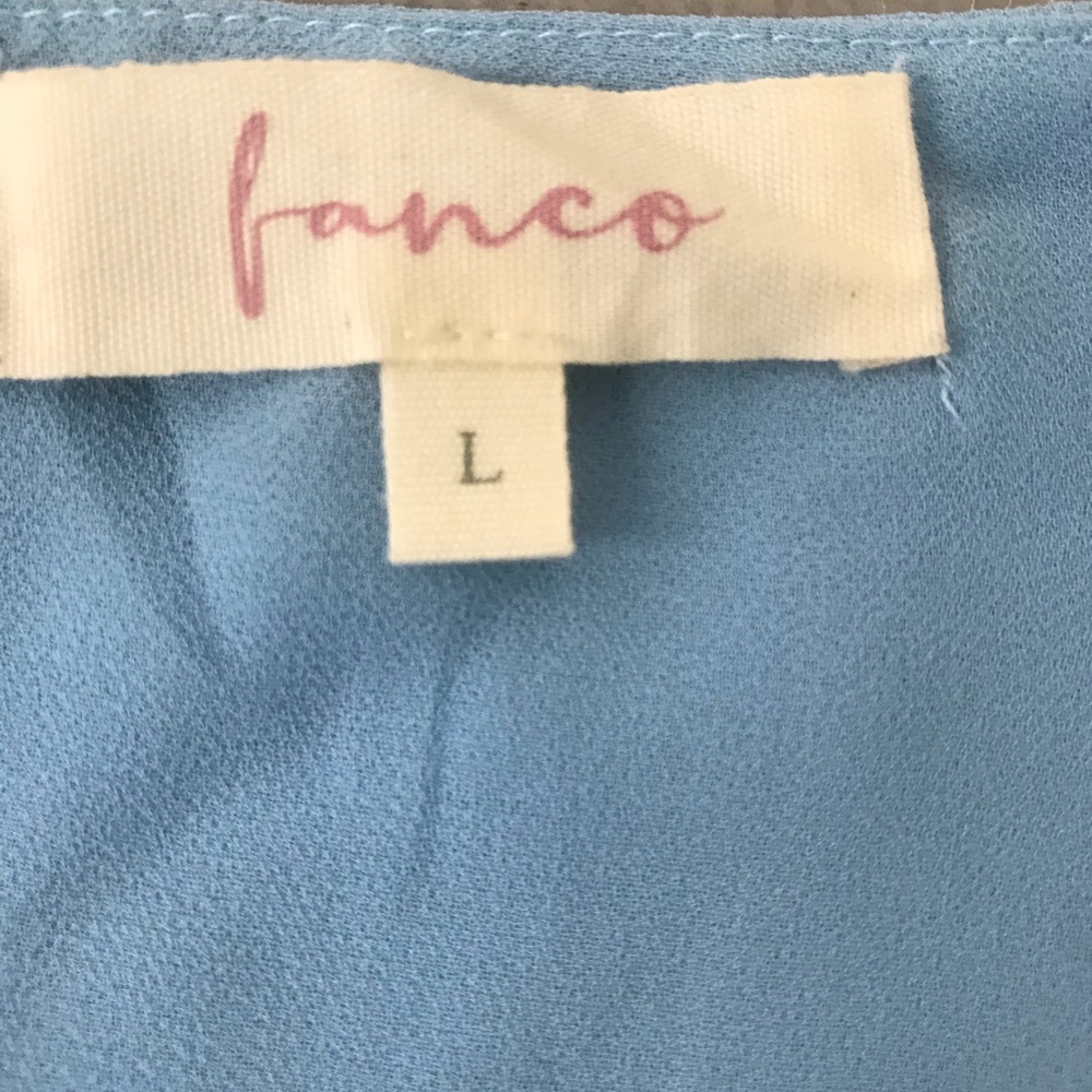 Fanco Blue Ruffle Cold Shoulder Top - Picture 5 of 7
